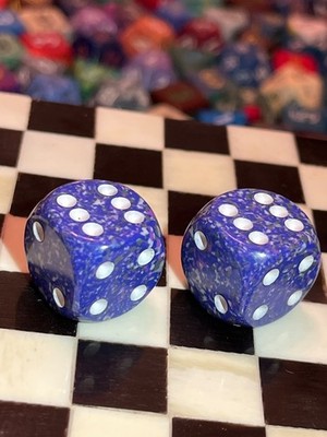 CHX LE211 OOP CHESSEX D6 16mm PAIR Speckled Pluto Rpg Ad&d dice 120925@