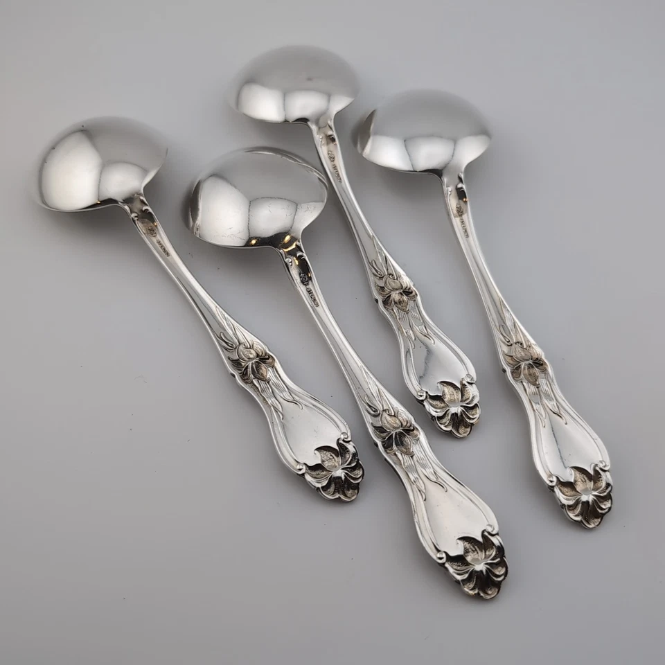 Frank Whiting Lily/Floral Sterling Silver Cream Soup Spoons - 6 1/8" - Set of 4 - Image 2 of 3