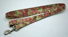 Paisley Pink on Lt Green Dog Lead Leash Handmade Custom Designer