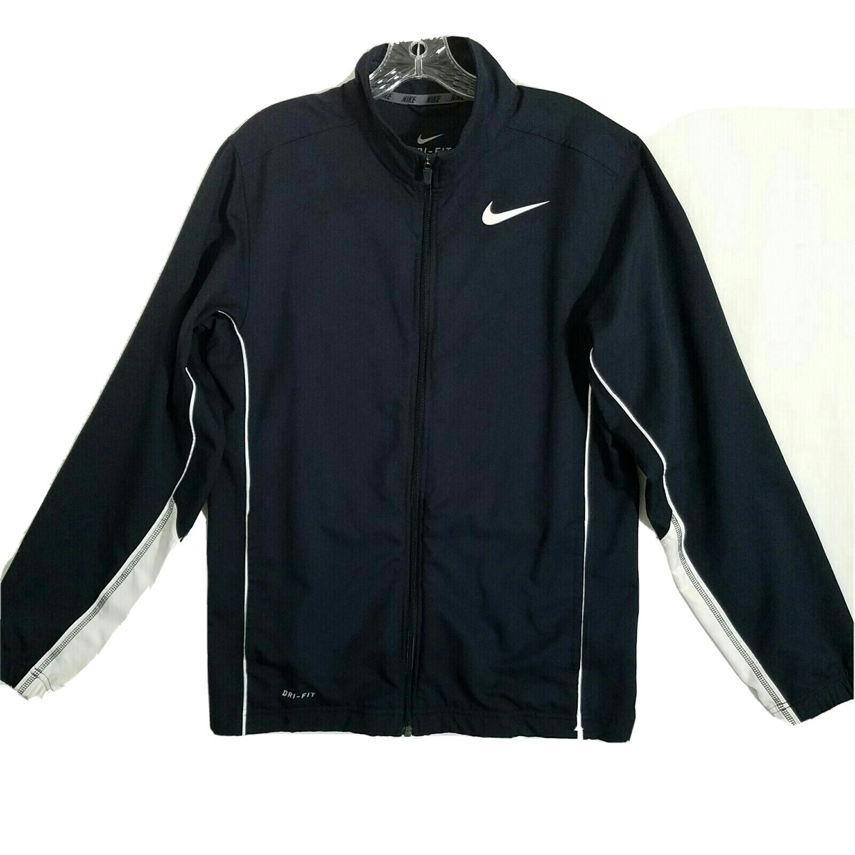 Nike Dri Fit Jacket Zip Front Swoosh Logo Mens S Small Blue
