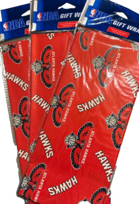 Lot 3 NBA Atlanta Hawks Gift Wrap Paper Xmas 9-Sheets 30''x20'' Birth Day Father