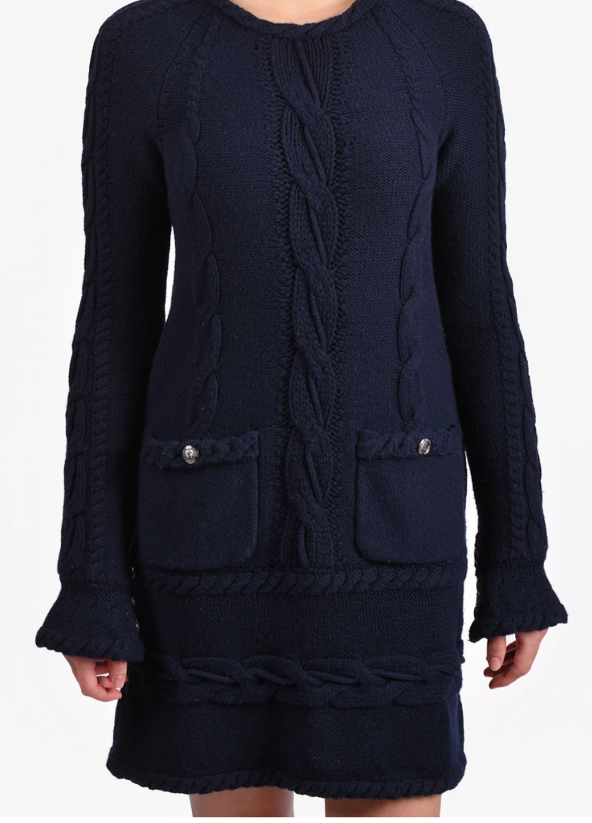 CHANEL - SWEATER DRESS WITH ANCHOR LOGO BUTTON (COZY CHIC!) | eBay