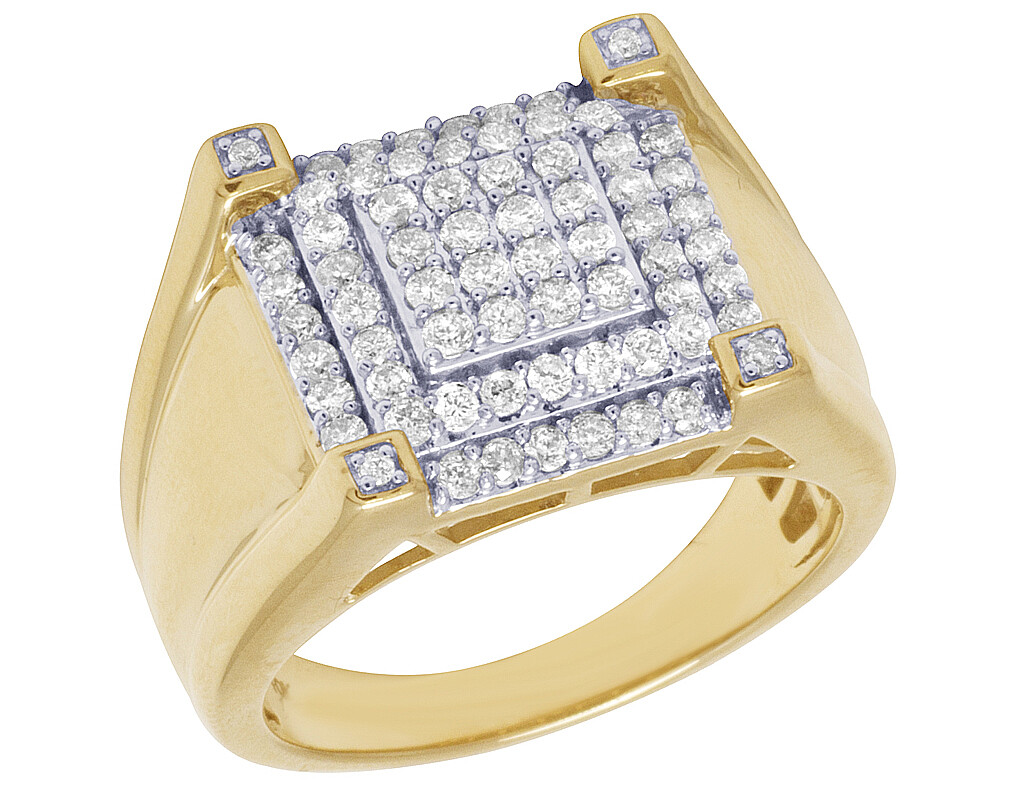 Diamond Cluster Ring Mens Ring 10k Gold Ring With Diamonds 10K