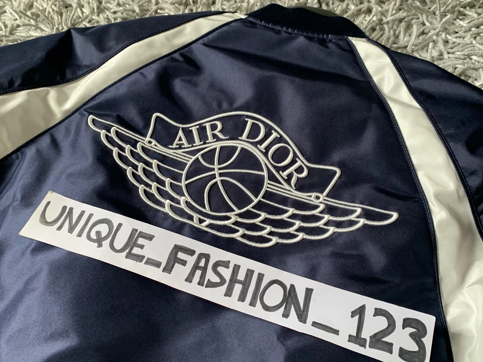 DIOR X JORDAN GIACCA BOMBER CHRISTIAN DIOR X AIR JORDAN1 SATINATO L 50 1 BLU BASSO ALTO MARE