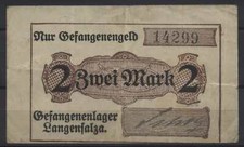 24449 - KRIEGSGEFANGENEN-LAGERGELD POW camp money: Langensalza, 2 Mark, o. D.