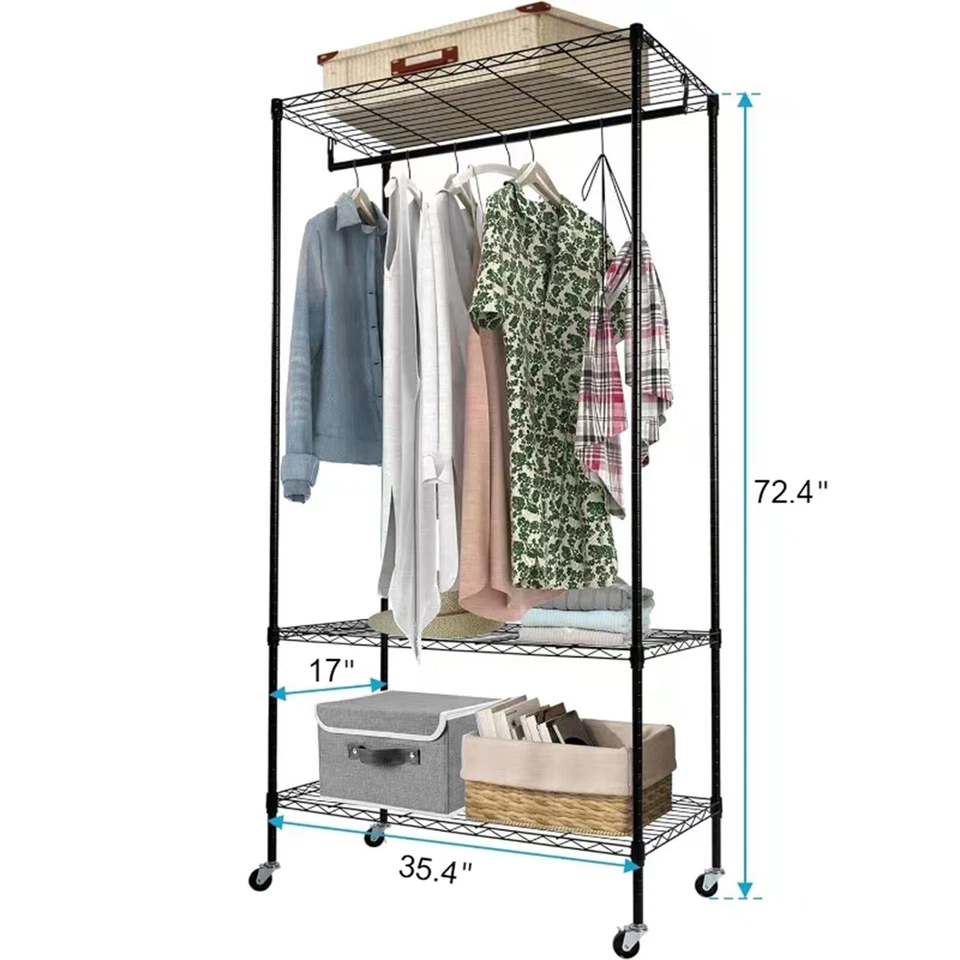Estante organizador de ropa de alta resistencia para ropa con ruedas hágalo usted mismo armario portátil Foto 2 de 4