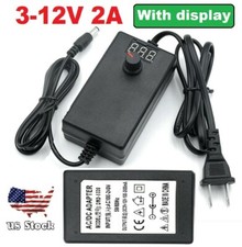 Adjustable Voltage Power Supply Adapter AC 100-240V DC 3-12V 2A With LED Display