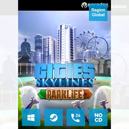 Cities Skylines Parklife Expansion DLC for PC Game Steam Key Region Free