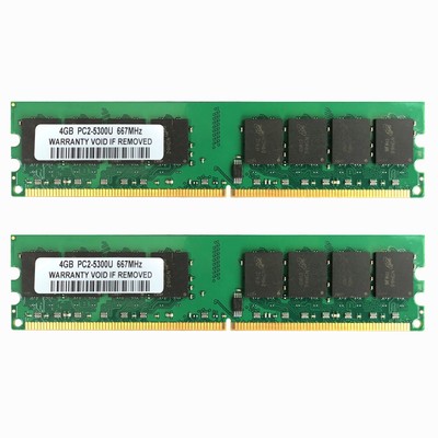 Kits Intel 8GB 2x 4 GB 2RX8 PC2-5300U DDR2 667Mhz，240Pin DIMM Desktop Memory RAM