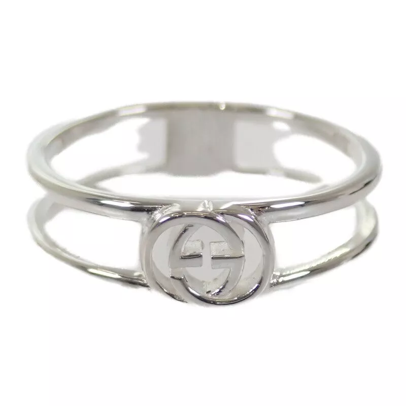 Bague GUCCI imbriquée G fine ouverte argent 925 US 10 homme TGIS