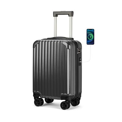 Personal Item Suitcase 18x14x8 Inches Hardside Built In TSA Lock & USB Port L...