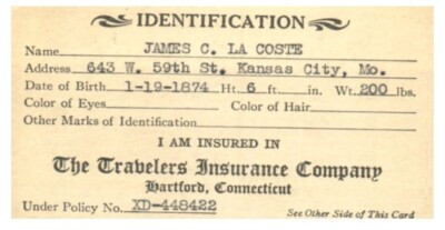 PASS The Travelers Insurance Company Hartford Connect  Date ?? James C.  LaCoste