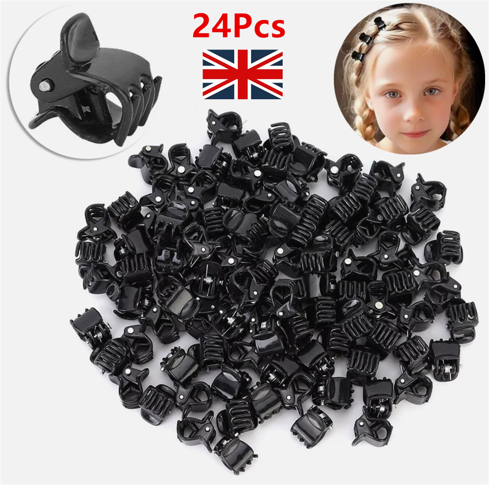 8 Mini Mollette A Graffa Per Capelli 1cm - Plastiche Nere - Pratiche E Versatili