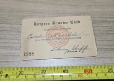 Vintage 1988 Rutgers College University Booster Club Membership Card