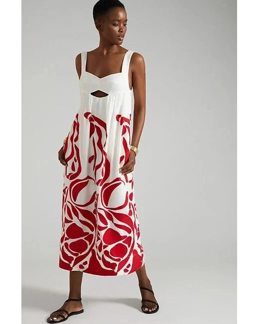 Red cut sale out maxi dress
