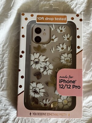  Protective & Pretty  iphone 12/12 pro case Clear With Flowers, Brand New