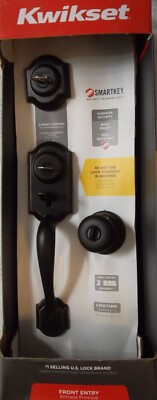 KWIKSET MONTARA Handleset Bronze Satin Nickel Brass Smartkey Front Entry Knob