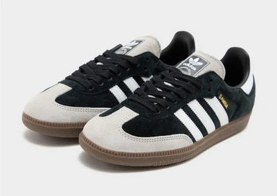 adidas Samba OG Suede Trainers - UK 6, 6.5 & 7 - Black/Grey/White (JQ6305)