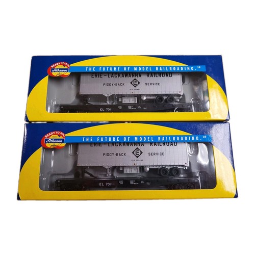 Lote de 2 autos planos Athearn 72442 Erie Lackawanna 50’ con remolque 40’ EL 7011 | Condition: New