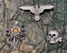 Spille  Distintivi   WWII  Edelweiss Gebirgsjäger + Teschio + Aquila  con croce