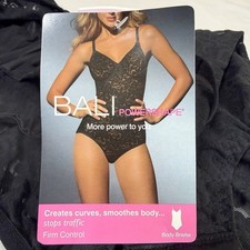 Bali Lace 'n Smooth 36C Body Briefer Shapewear Firm Tummy Control 8L10 Black