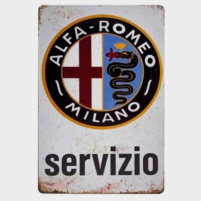 Blechschild Alfa Romeo Milano Servizio Service Vintage Metallschild TEL3976