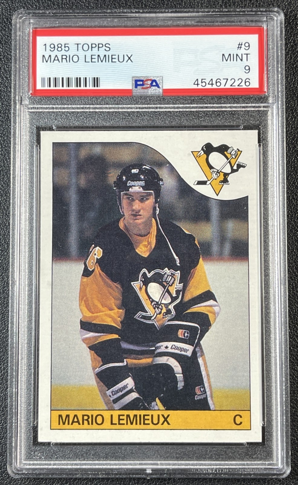 MARIO LEMIEUX PSA 9 1985-86 TOPPS HOCKEY #9 ROOKIE RC PENGUINS 7226