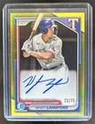 2024 Bowman Wyatt Langford Chrome Prospect Auto Yellow Refractor #/75 Rangers