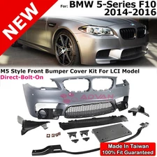 M5 Style Front Bumper Cover With PDC Holes For 14-16 BMW 5 Series Sedan F10 LCI