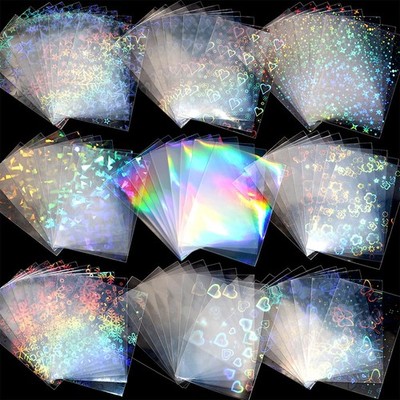 100 Pcs Laser Flashing Photocard Sleeves Holographic Card Multicolored 
