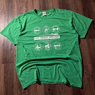 Jerzees Dri Power Active Green Travel T-Shirt London Texas Dublin Mens L