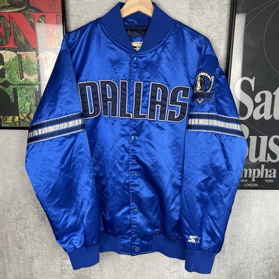 Vintage Dallas Mavericks Starter Satin Varsity Jacket Sz M Blue
