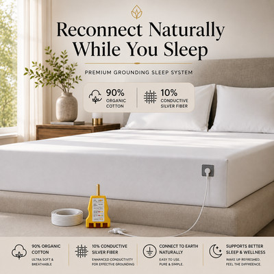 Grounding Fitted Sheet Organic Cotton 10% Silver Fiber Earthing Bed Sheet