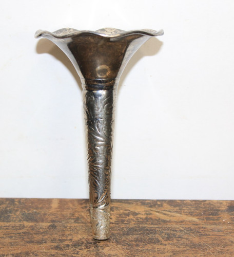 Tussie Mussie Bridal Bouquet Flower Holder Silver Metal 5.5” vintage