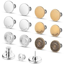 12 Sets Jean Button Pins No Sew Adjustable Pants Waist Tightener Replacemen