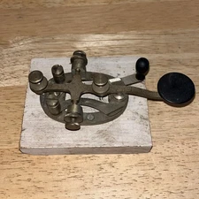 J. H. BUNNELL ANTIQUE BRASS STRAIGHT MORSE CODE CW TELEGRAPH RADIO KEY USA