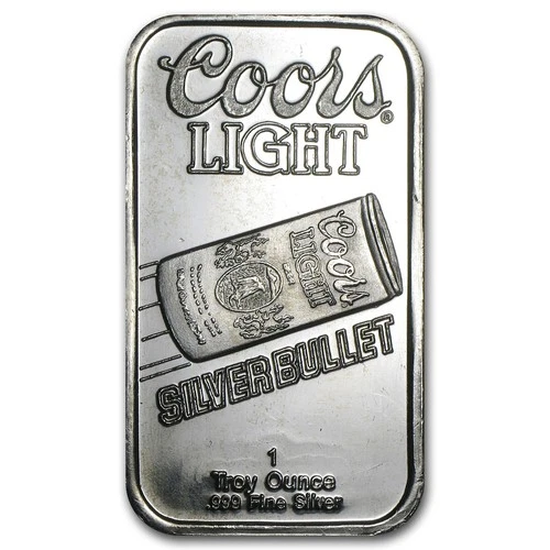 1 oz Silver Bar - Coors Light Silver Bullet