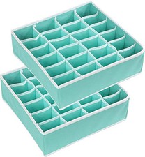 2 Pack Closet Socks Organizer, 24 Cell Drawer Divider, Turquoise