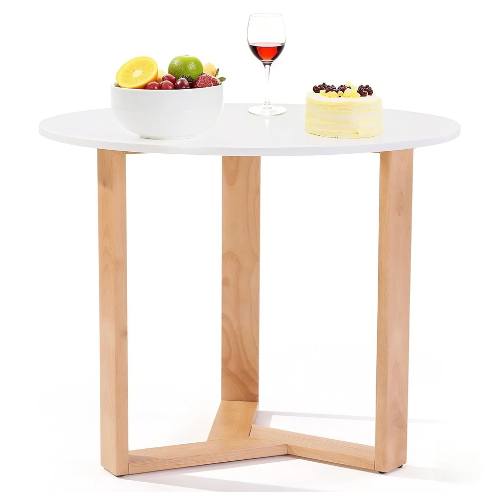 Mesa de comedor redonda de 31,5" para espacios pequeños, mesa de cocina de madera con pies ajustables Foto 4 de 4