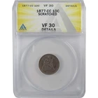 1877 CC Seated Liberty Silver Dime VF 30 Details ANACS SKU:I25492