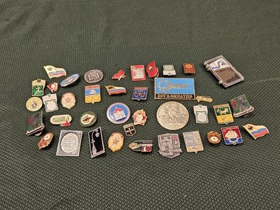 Set of 39 Souvenir Vintage Soviet Pin Badges Cities Parks Museums and other USSR