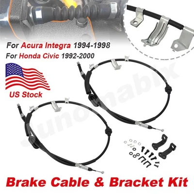 For Acura Integra 94-98 Honda Civic 92-00 Rear Disc E Brake Cable & Bracket Kit - Image 1 of 4
