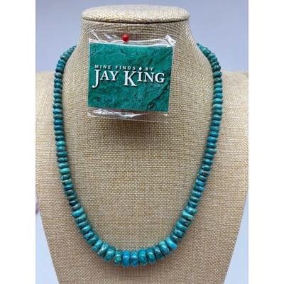 Jay King Mine Finds Necklace Turquoise Bead Blue Sterling Silver Rondelle Beaded