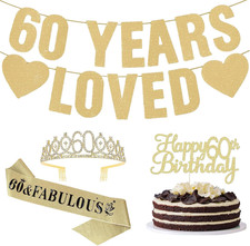 60Th Birthday Decorations for Women, Rose Gold Birthday Sash and Tiara Set with
