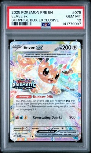 Pokemon Prismatic Evolutions Eevee EX 075/131 Surprise Box Promo PSA 10 Stamped