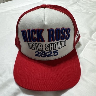 TWNTY-TWO RICK ROSS CAR SHOW RED BLUE TRUCKER HAT. 