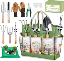 Gardening Tools Set for Women 29Pcs Heavy Duty Garden Hand Tools Set with Floral