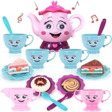 Musical Tea Set for Girls, 19 Piece Girls Tea Party Set, Toddler Tea Set with