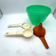 Lotto utensili da cucina vintage Tupperware ciotola croccante Ecko taglia pizza scoop imbuto