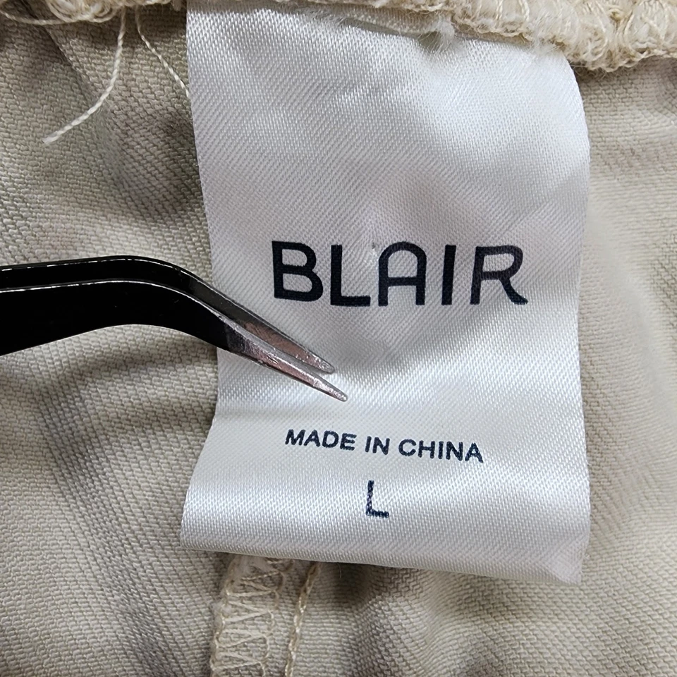 Брюки Blair женские L желтовато-коричневые хаки без застежек укороченные капри крест-накрест с вырезом подол повседневные - Изображение 4 из 4